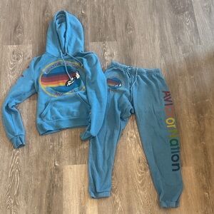 Aviator Nation Blue Sweatpants & Hoodie Set